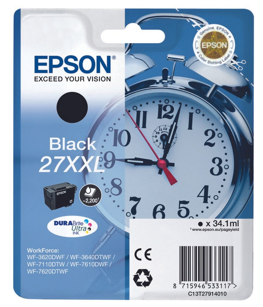 Epson 27XXL Black Ink Cartridge - High Capacity - Compatible with Epson Printers