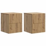 vidaXL Muurbevestigde Nachttafel Set van 2 Artisanaal eiken