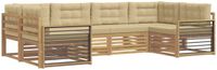 vidaXL Hoek loungeset 6-delig Wit en Beige Massief Acacia Hout