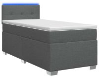 vidaXL Boxspringbed met matras en LED-verlichting, donkergrijs, éénpersoons, met stoffen bekleding