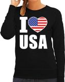 Bellatio Decorations Shoppartners Bv I love USA supporter sweater / trui voor dames - zwart - Amerika / VS landen truien - Amerikaanse fan kleding dames XS