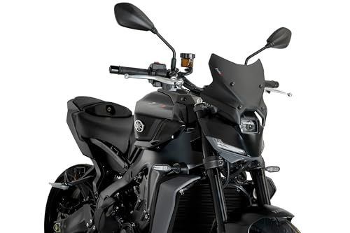 Puig 22077N Nieuwe generatie sportvoorruit voor Yamaha MT-09 2024 en Yamaha MT-09 SP 2024 - Aerodynamisch ontwerp en sportieve stijl, zwart