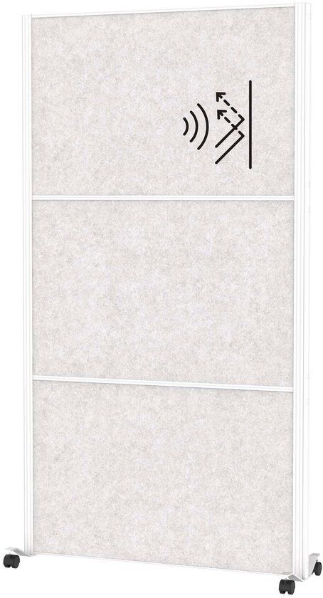 MAULconnecto Uplight scheidingswand 100 x 182 cm - akoestisch - met wielen - wit