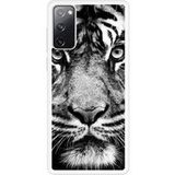 Samsung Galaxy S20 Tigre blanc et noir Verstevigd hoesje met sublimatie bedrukking