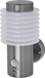 LEDVANCE ENDURA STYLE RONDO WALL SEN buitenlant., 9,5W, 700lm, wandlamp, roestvrij staal, bewegingsmelder, daglichtsensor, beschermingsklasse IP44, kleurtemperatuur 3.000K, lichtkleur warm wit