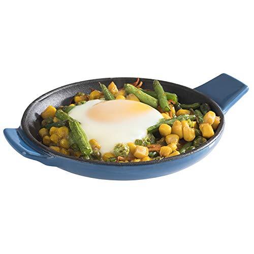 APS APS-serveerpan "Cast Iron" - Mini gietijzeren pan geëmailleerd, Ø 13 cm, hoogte: 2 cm, stapelbaar, geschikt voor oven, kom, blauw