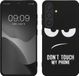 kwmobile hoesje geschikt voor Samsung Galaxy S24 - Hoesje voor smartphone in wit / zwart - Backcover van TPU - Don't Touch My Phone design