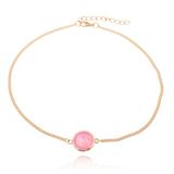 Deja Jewels Korte verstelbare goudkleurige Bohemian ketting met roze steen