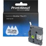 PrintAbout Brother TZe-211 Tape Zwart op wit (6 mm)