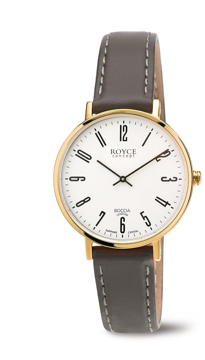 Boccia Titanium Royce Concept 3246-12 - Horloge - Leer - Bruin - Ø 32 mm