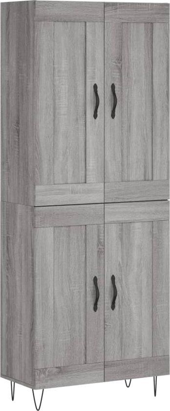 vidaXL Hoge kast 69,5x34x180 cm bewerkt hout grijs sonoma eikenkleurig