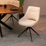 LABEL51 Marlow Eetkamerstoel - Naturel - Velvet - Zwart Metaal