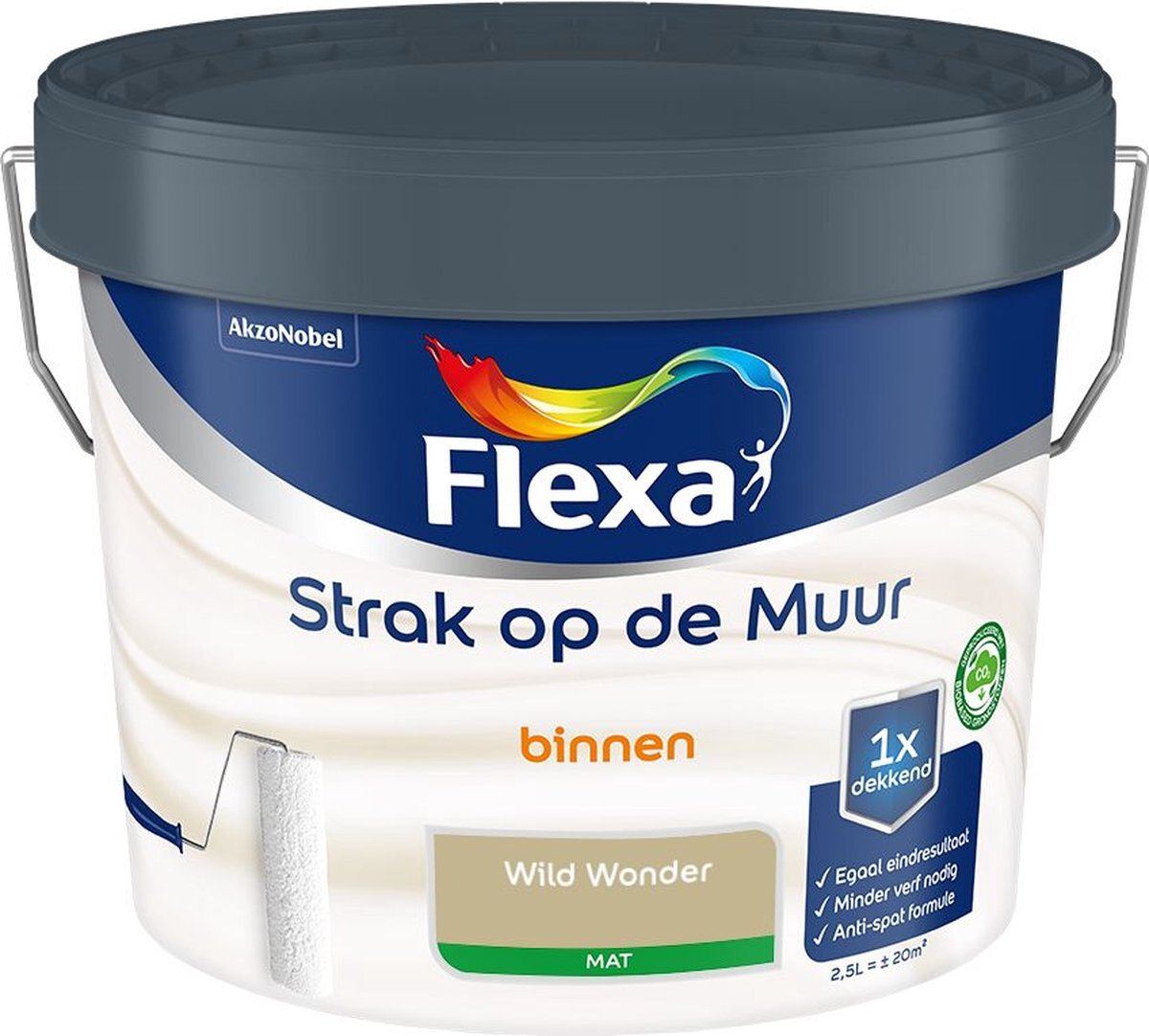 FLEXA Strak op de Muur - Binnen muurverf - Mat - Kleur van het Jaar 2023 - Wild Wonder - 2,5 liter