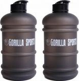 Gorilla Sports Waterfles - Gallon - 2,2 liter - Zwart - Set van 2