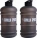 Gorilla Sports Waterfles - Gallon - 2,2 liter - Zwart - Set van 2