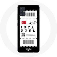Maniacase Hoesje voor Samsung Galaxy A71 Vliegticket Istanbul Turkije