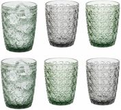 Vivalto Drinkglazen Fantasy - waterglazen - groen en grijs transparant - glas - set 6x stuks - 290 ml - stapelbare glazen