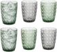 Vivalto Drinkglazen Fantasy - waterglazen - groen en grijs transparant - glas - set 6x stuks - 290 ml - stapelbare glazen