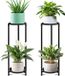 Ibenzoa® Support de plantes en métal, 2 niveaux – Lot de 2 pots de fleurs pour intérieur et extérieur, construction stable avec revêtement mat résistant à la corrosion