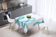 Bonamaison Tafelkleed, Anti-Mold, Sneldrogend, Waterdicht, 100% Polyester Tafellaken, Turkoois, wit, 140 x 140 Cm