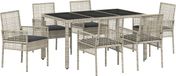 vidaXL Tuinset, 7-delig, lichtgrijs, polyrotan