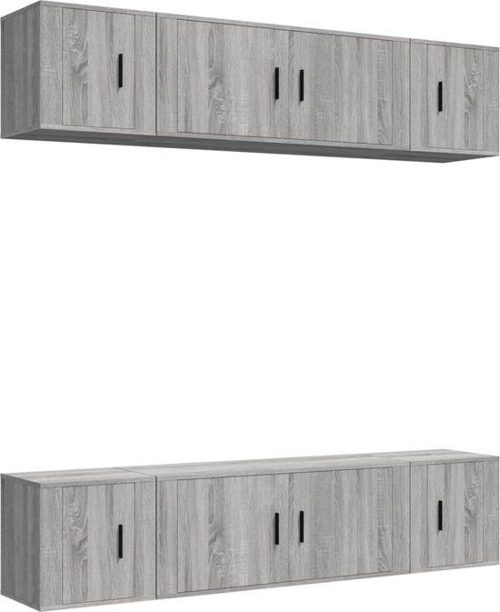 vidaXL 6-delige Tv-meubelset bewerkt hout grijs sonoma eikenkleurig