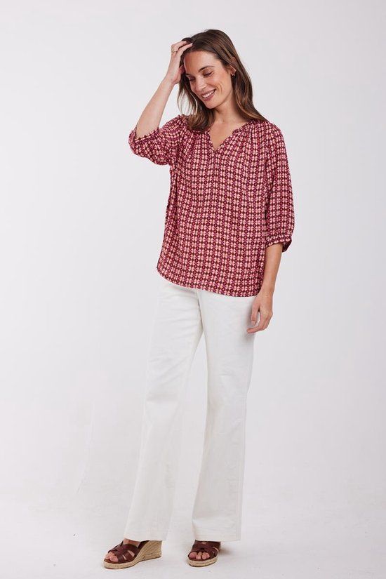 DIDI Dames Blouse Salina Dark red Sunny print maat 40