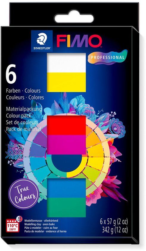 FIMO professional - colour pack - ovenhardende boetseerklei - set met 6 blokken true colours