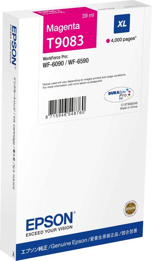 Epson C13T90834N Inktcartridge Magenta XL Origineel