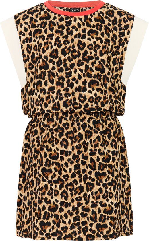 Protest PRTSilly JR Mini-jurk Meisjes - Korte mouwen - Knielengte - Loose fit - Bruin