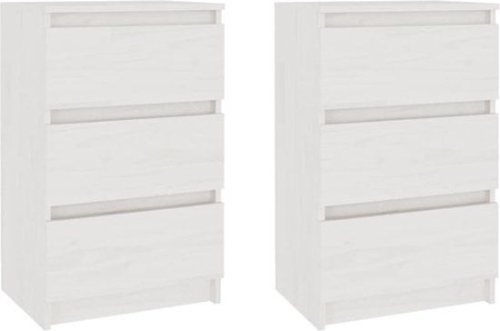 vidaXL Nachtkastjes - Set van 2 - Massief Grenenhout - Wit