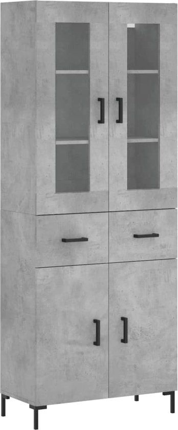 vidaXL Hoge kast 69,5x34x180 cm bewerkt hout betongrijs