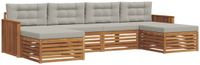 vidaXL - Acacia houten loungeset 6-delig Natuurlijk en lichtgrijs