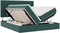 vidaXL - LED - lit de rangement - avec - matelas - Vert foncé - 200 - x - 200 - cm - Velours