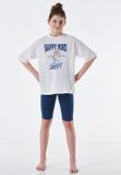SCHIESSER Meisjes pyjama kort katoen wit printopdruk korte mouw maat 140