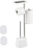 Merkloos Relaxdays Toiletbutler - 65,5 cm - met reserverolhouder - plankje - wit