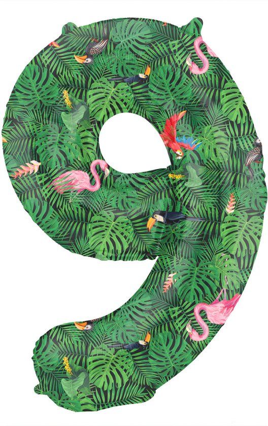 Folat Folieballon Cijfer 9 Jungle Vibe - 86 cm