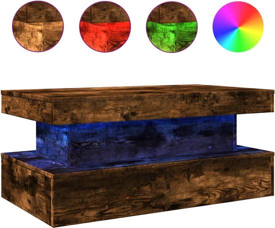 vidaXL Salontafel met LED-verlichting 90x50x40 cm gerookt eikenkleurig