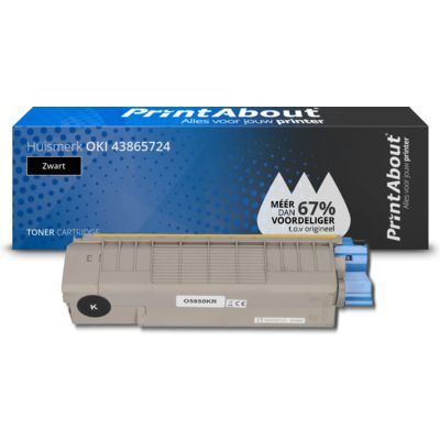 PrintAbout Huismerk OKI 43865724 Zwarte Toner - Compatibel - 9000 Pagina's