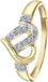 Lucardi Dames Ring hart 9 diamanten 0,05ct - Ring - Cadeau - 14 Karaat Goud - Geelgoud