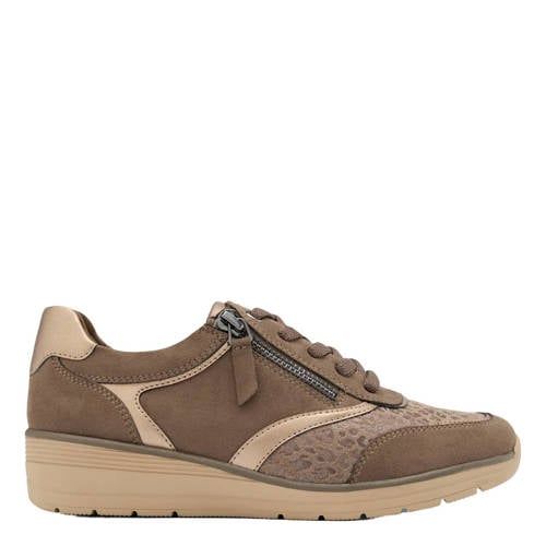 Easy Street suèdelook veterschoenen met sleehak - taupe