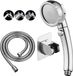 Douche à main haute pression sans perçage - Économie d'eau - 3 modes de pulvérisation - Chrome