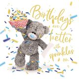 Me To You Bear 3D Holografische Verjaardag Sparkles Card