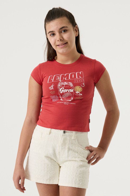 Garcia Meisjes Print T-shirt Rood Korte mouw