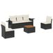 vidaXL 6-delige Loungeset met kussens, polyrattan, zwart