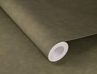 Rasch 330120 - Effen Vliesbehang in Olijf met Linnenlook