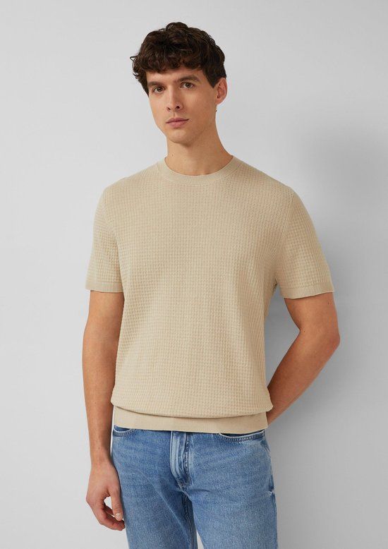 s.Oliver Strickpullover Beige Katoen/Linnen XXL