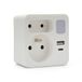 Biplite front 2 stopcontacten 16A + 6A Franse standaard met 1 USB-A-aansluiting en 1 USB-C-aansluiting. Met nachtlampje. 5-in-1 stekkerdoos ideaal voor het aansluiten van uw telefoon, tablet…