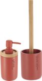 Tendance Badkamer accessoires set 2-delig - Polyresin/bamboe - terracotta - robuust - matte coating