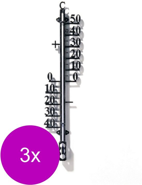 Nature Profielthermometer - Thermometer - 3 x 1x6x25 cm Zwart